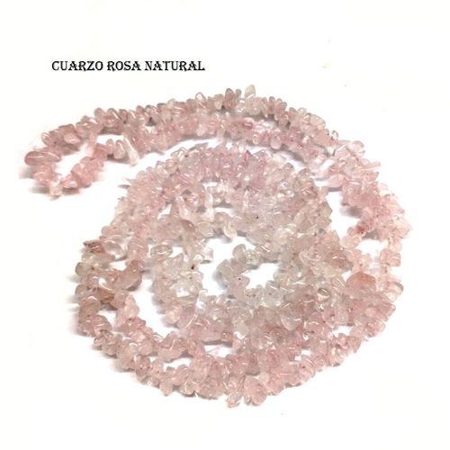 Collar largo de Cuarzo rosa natural 85-90 cm