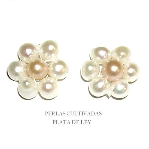 Pendientes perlas cultivadas flor 11 mm y Plata 925