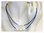 Collar de Perlas cultivadas, cuero azul y Plata de Ley