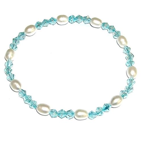 Pulsera de perlas cultivadas y Cristales Azules