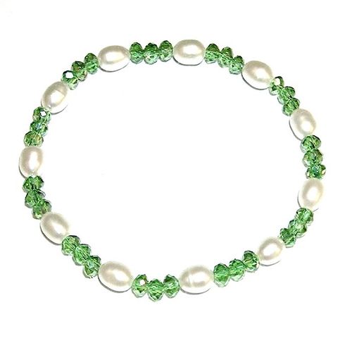 Pulsera de perlas cultivadas y Cristales Verdes