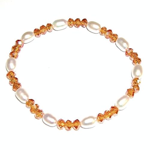 Pulsera de perlas cultivadas y Cristales Naranja
