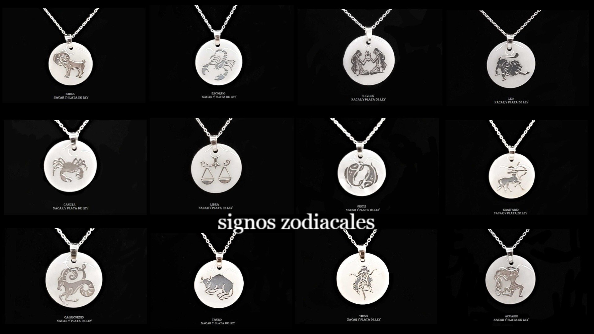 Collar colgante HOROSCOPO signos zodiacales nácar y Plata 925